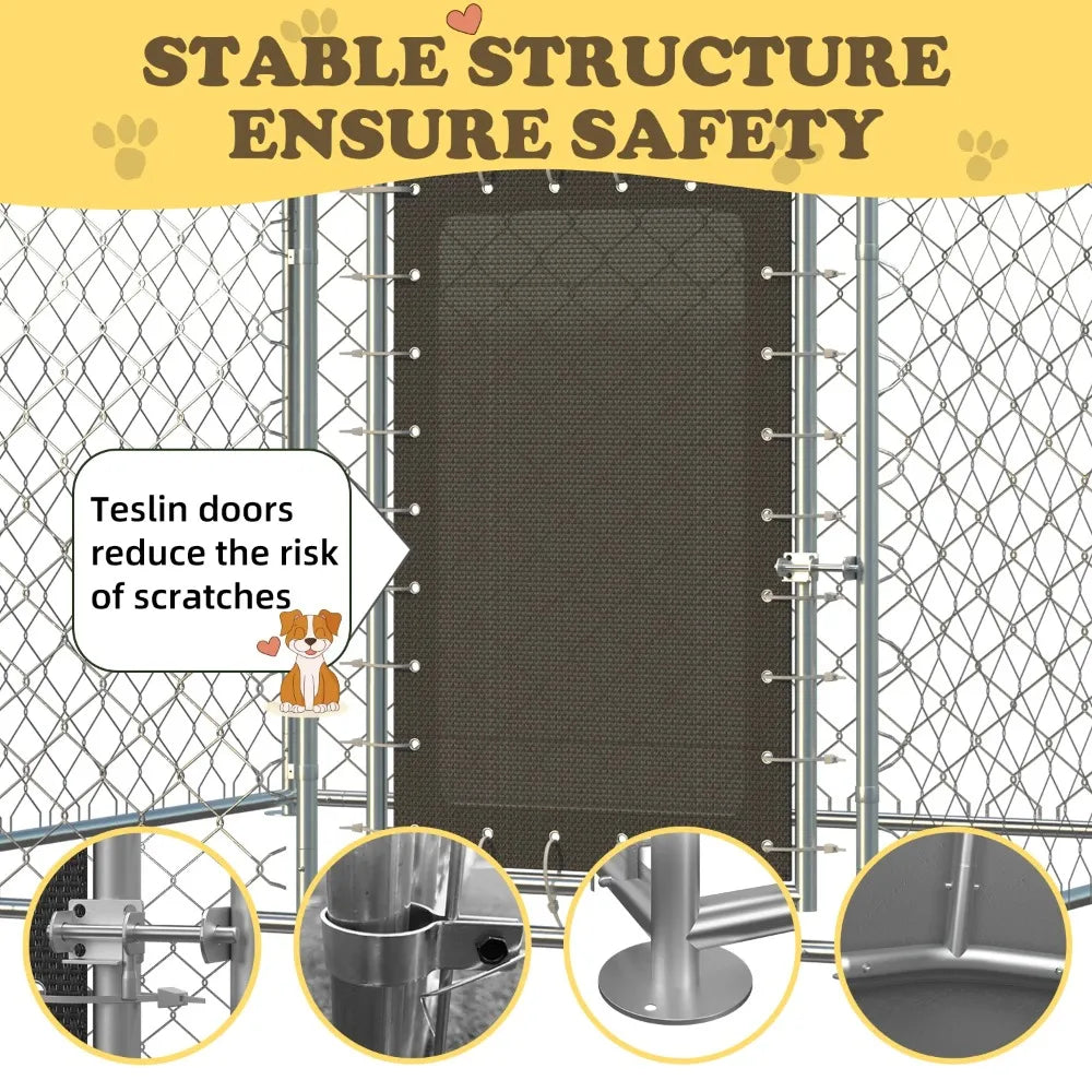 6'x6' Outdoor Dog Kennel with Secure Lock, Outside Dog Kennels with UV & Waterproof Cover for Backyard