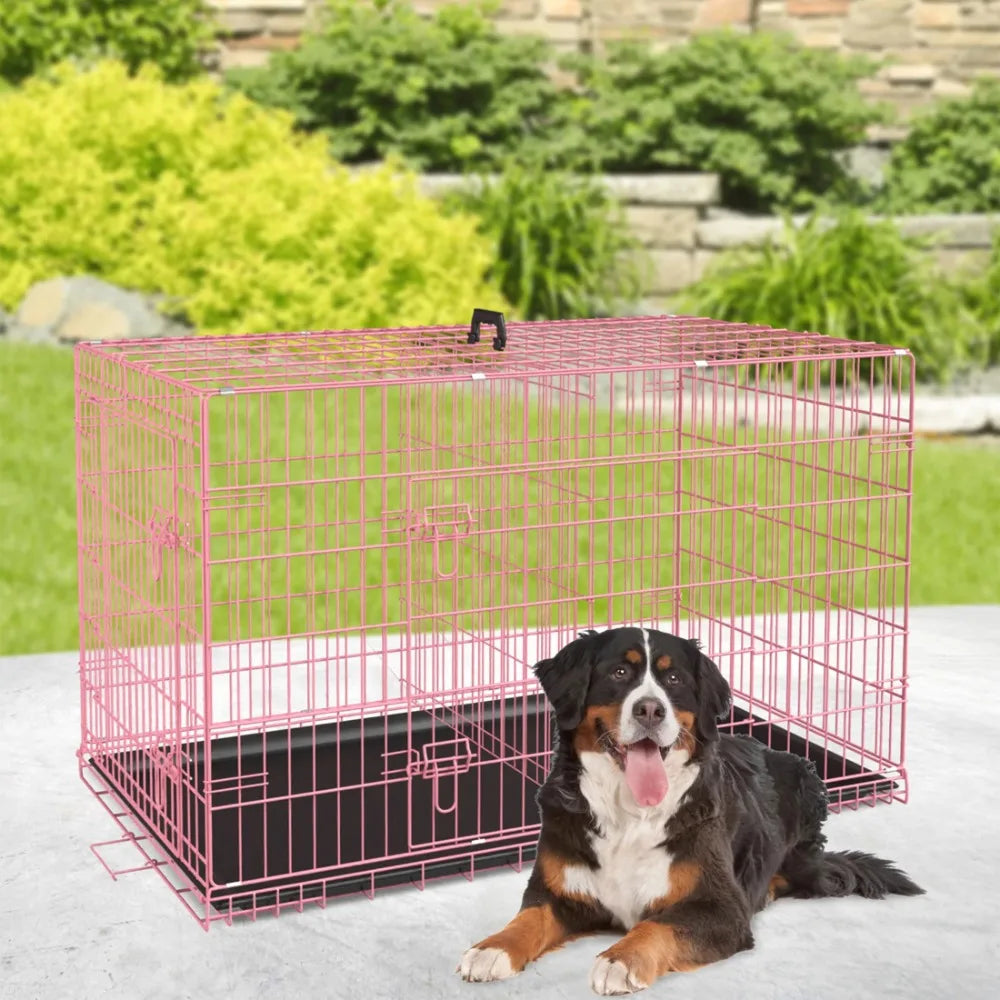 48 inch XXL Dog Crate Extra Large Dog Crate, Foldable DogCrate with Divider Metal Dogs Crate Dog Kennel