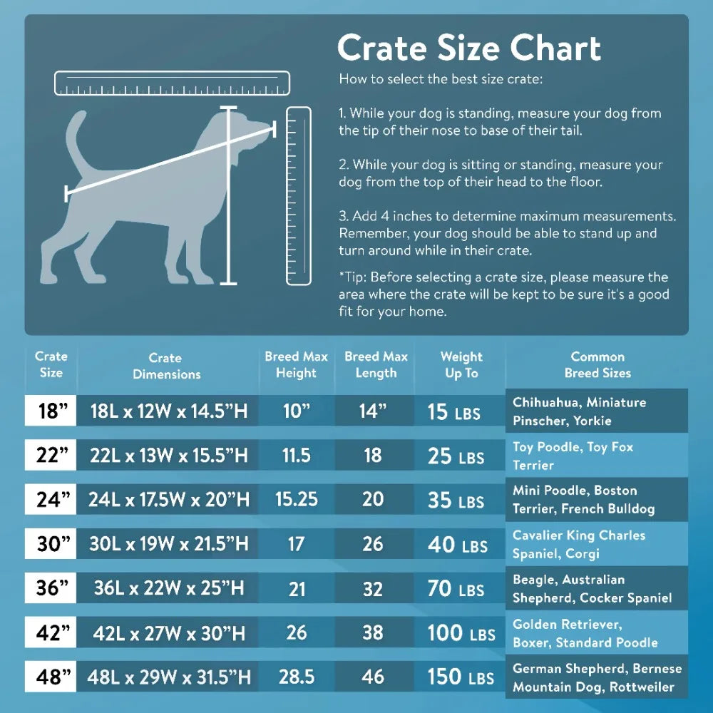 Double-Door Foldable Metal Wire Dog Crate with Divider, XX-Large, 48"