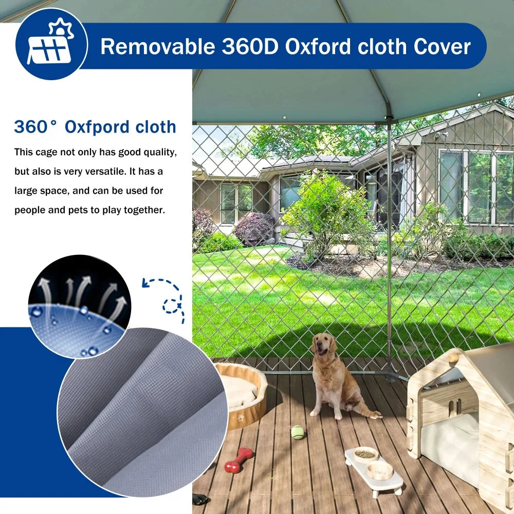 9.3x9.3x8.2 ft Large Dog Kennel Outside with Roof,Outdoor Dog Kennel with Lock for Outdoor Backyard