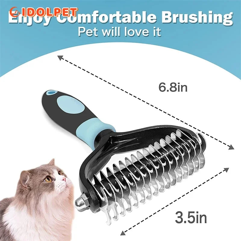 2-Sided Deshedding & Dematting Pet Brush 🐾✨