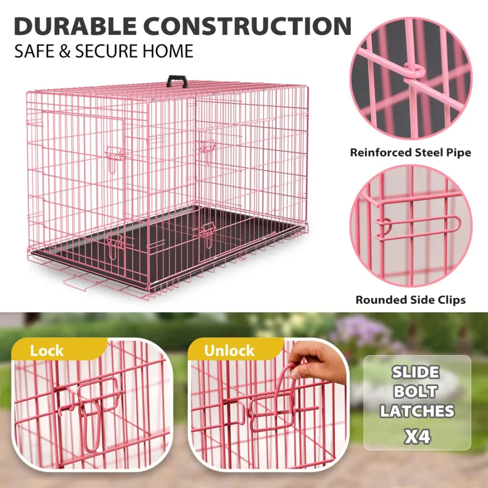 48 inch XXL Dog Crate Extra Large Dog Crate, Foldable DogCrate with Divider Metal Dogs Crate Dog Kennel
