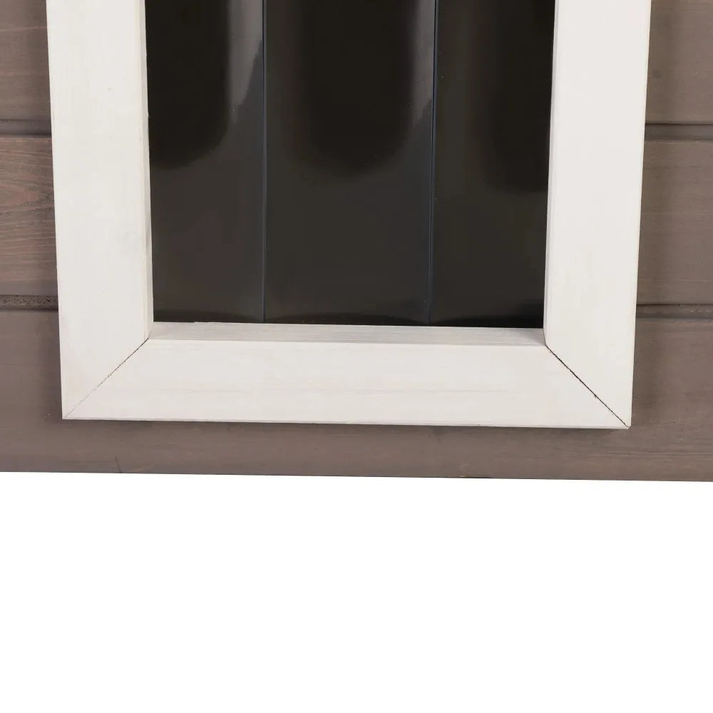 2-Tiers Pet Dog House, Wooden Dog Room Shelter with Stairs for Indoor and Outdoor Use