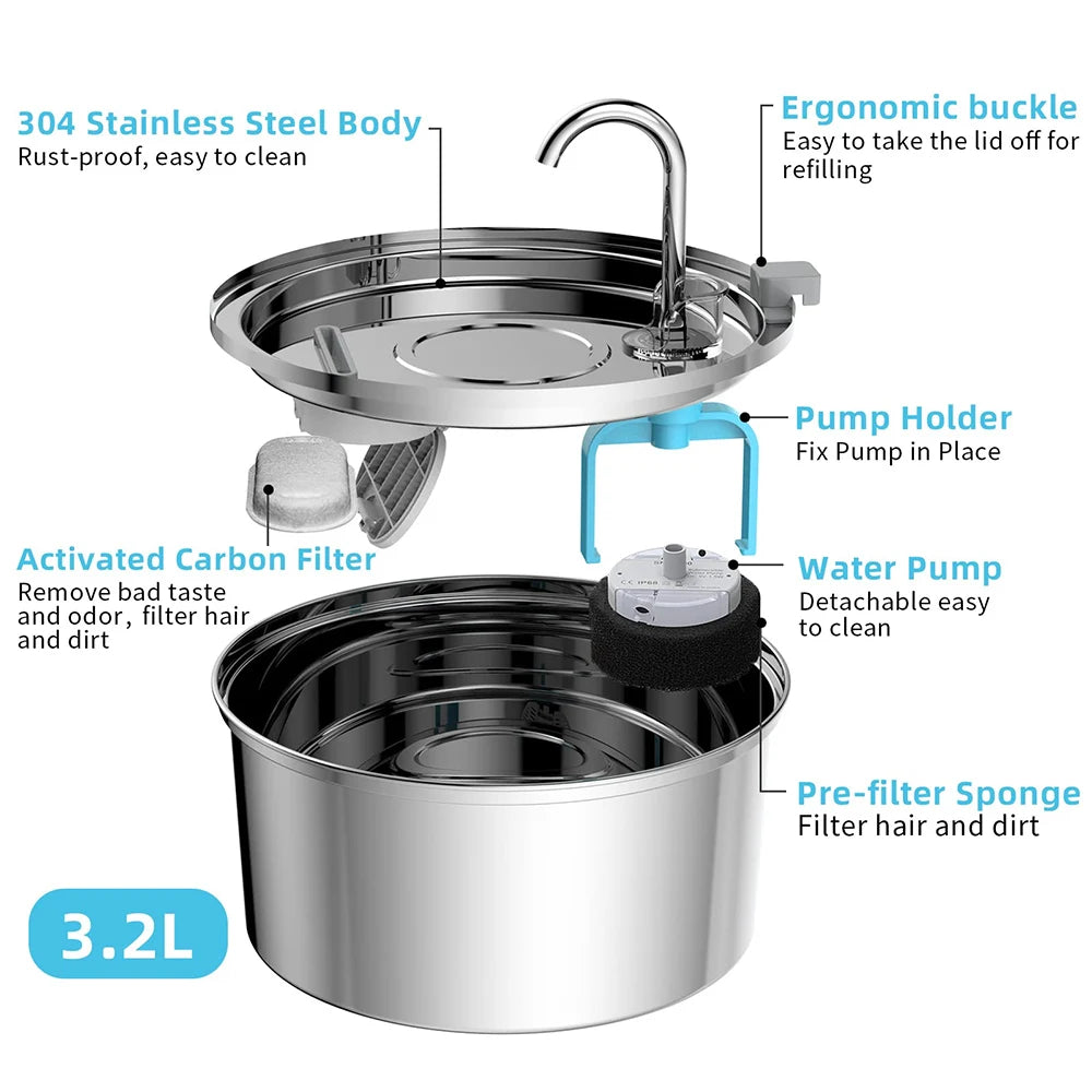 Stainless Steel Automatic Pet Water Fountain 🐾💧