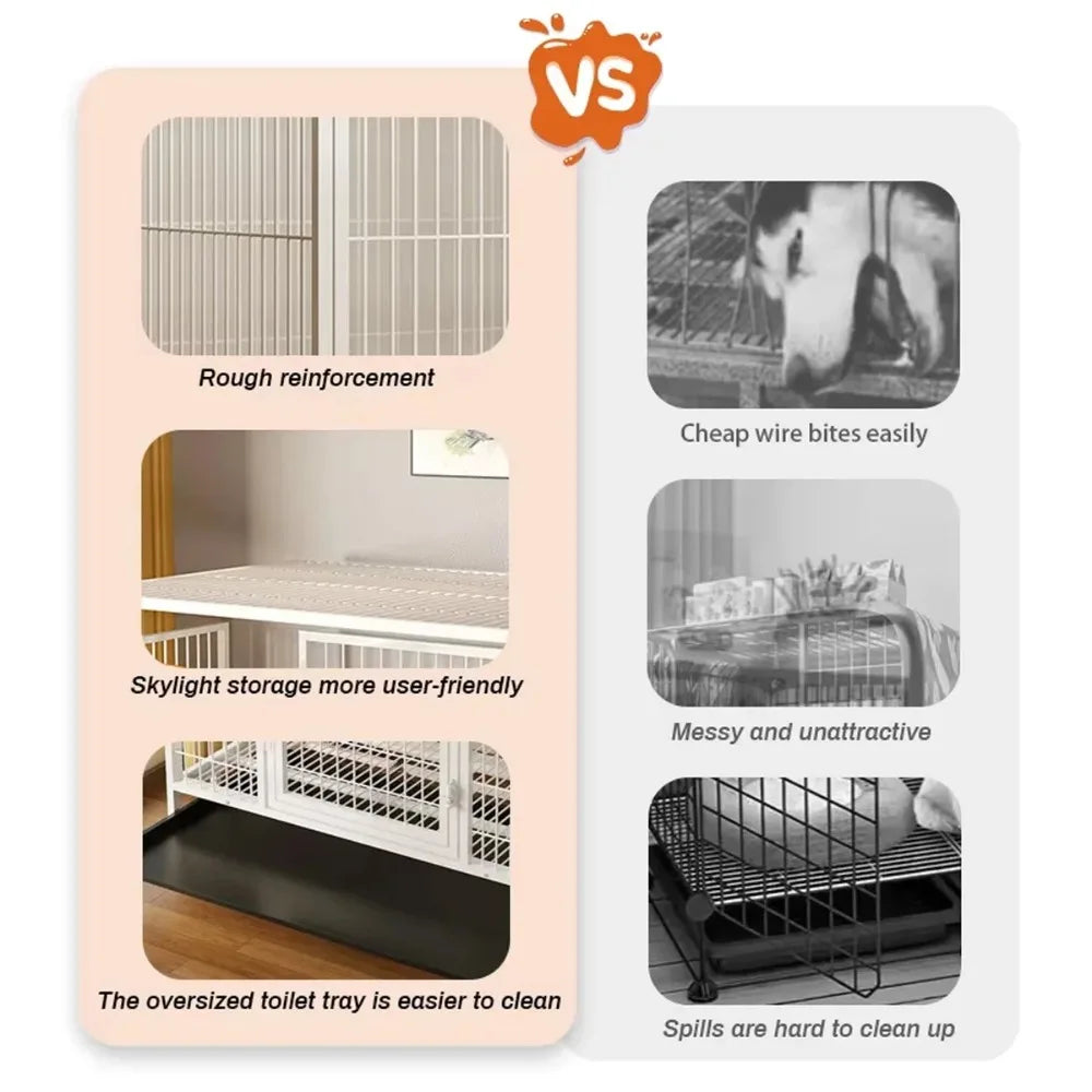 Indoor Dog Kennel Durable Easy Mobility 37.4" Metal Kennel for Medium to Large Dogs with Storage Shelf