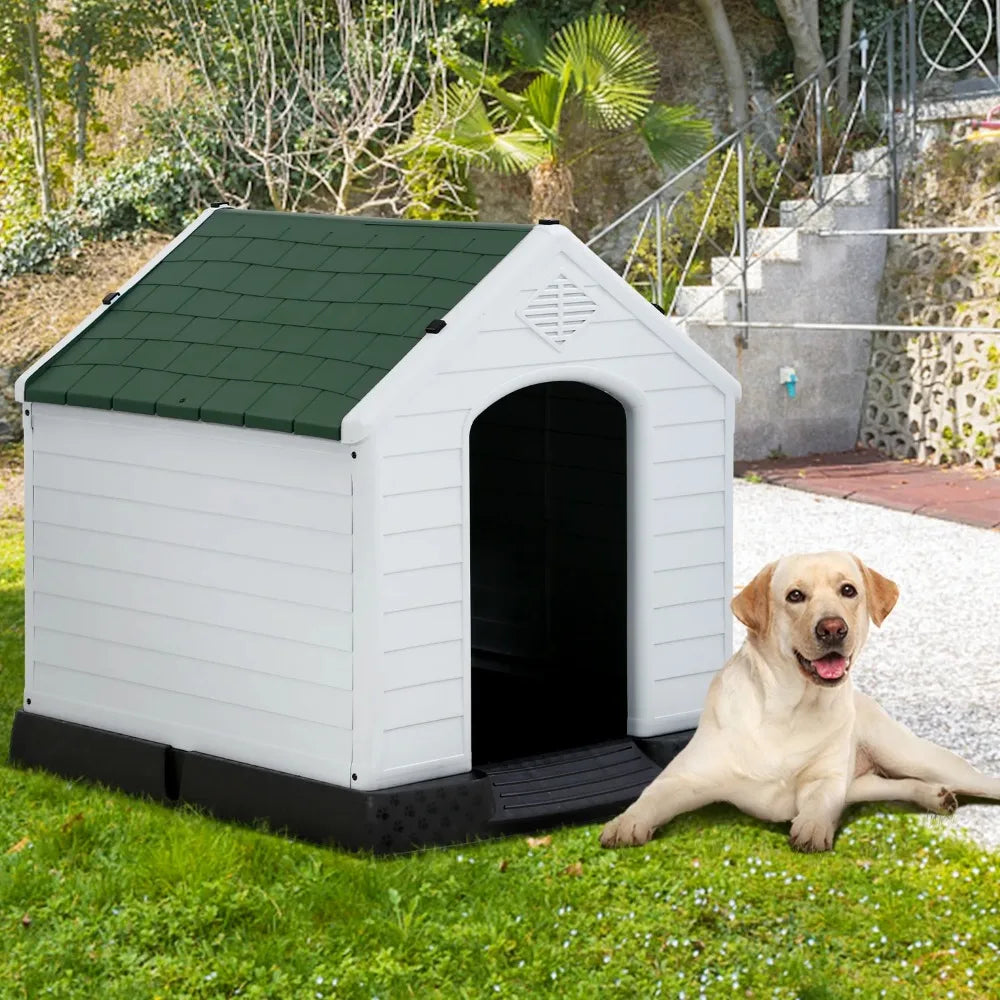 Extra Large Dog House for Large Medium Dogs 41x37.4x39 inch Plastic Water Resistant Dog Houses with Hight Base Support
