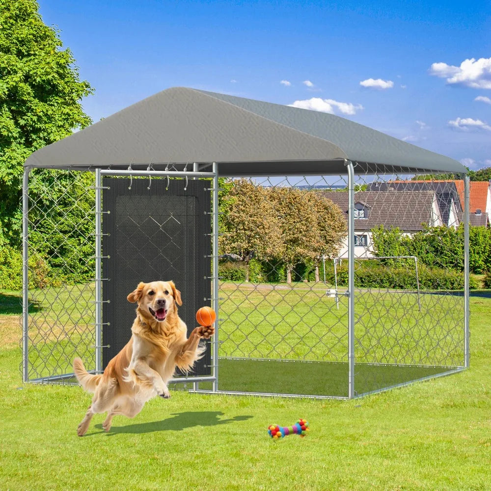 6'x6' Outdoor Dog Kennel with Secure Lock, Outside Dog Kennels with UV & Waterproof Cover for Backyard