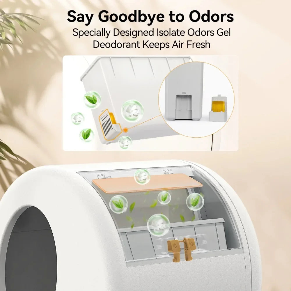 Modern Automatic Cat Litter Box with APP Control, Safety Sensors, Odor Isolation&Health Monitoring, Self-Cleaning Cat Litter Box