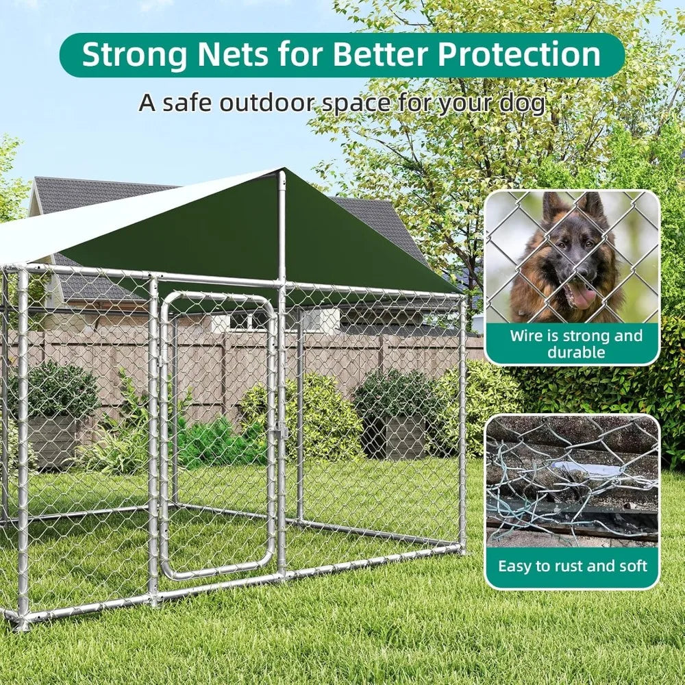 7.5x7.5 Outdoor Dog Kennel Outside Heavy Duty Dog Enclosure with Waterproof UV-Resistant Cover and Security Lock