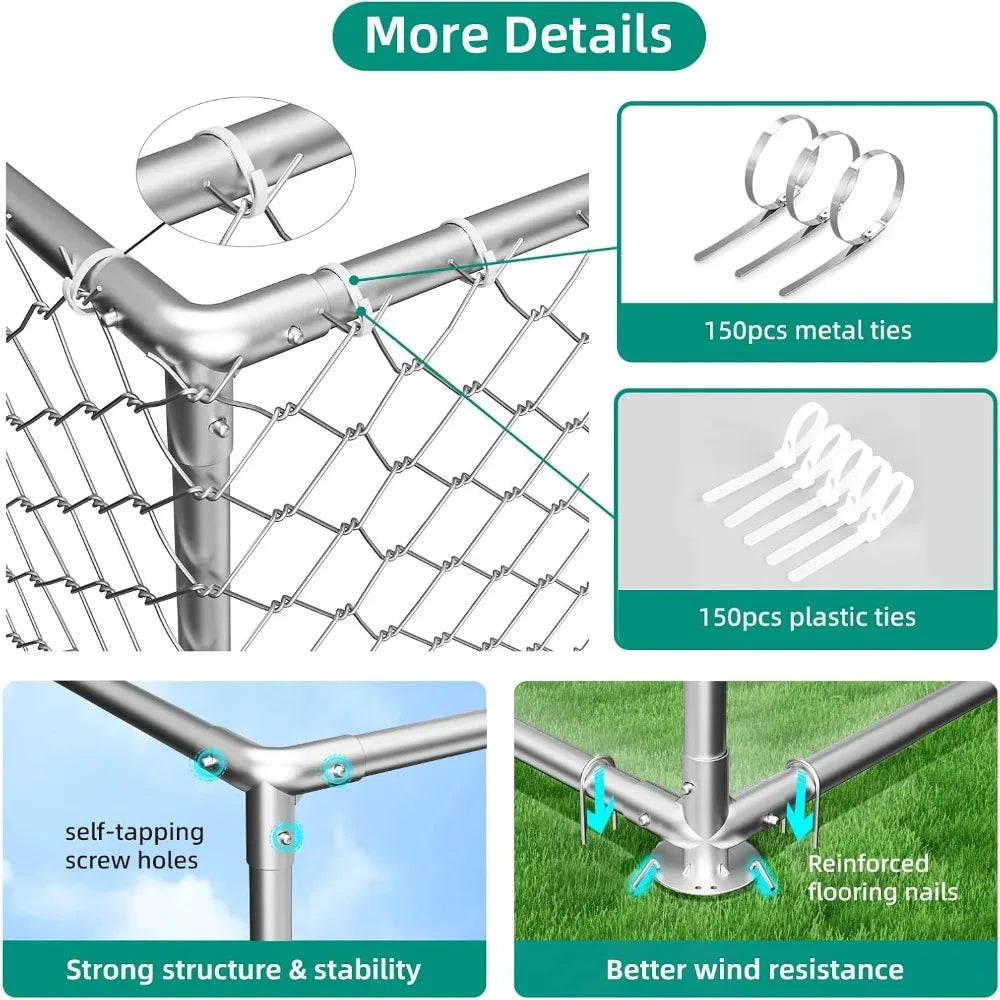 7.5x7.5 Outdoor Dog Kennel Outside Heavy Duty Dog Enclosure with Waterproof UV-Resistant Cover and Security Lock
