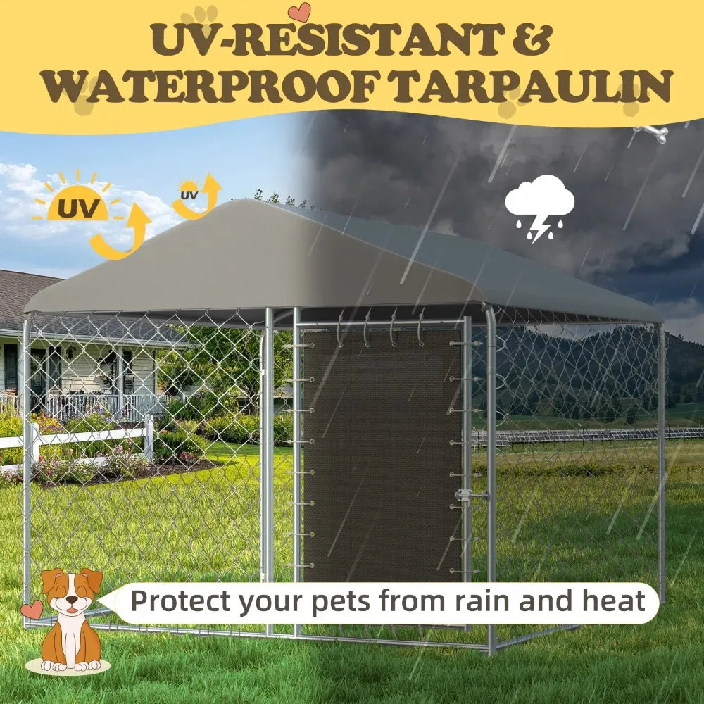6'x6' Outdoor Dog Kennel with Secure Lock, Outside Dog Kennels with UV & Waterproof Cover for Backyard