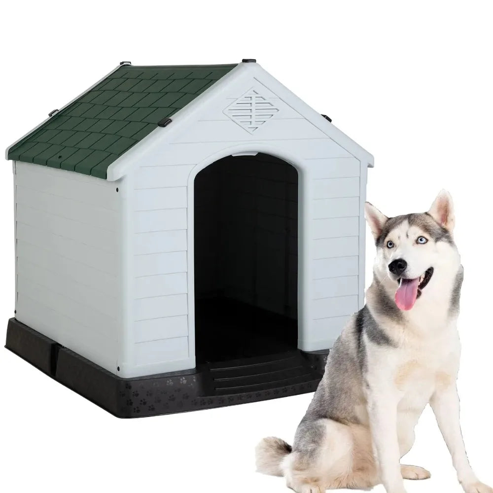 Extra Large Dog House for Large Medium Dogs 41x37.4x39 inch Plastic Water Resistant Dog Houses with Hight Base Support