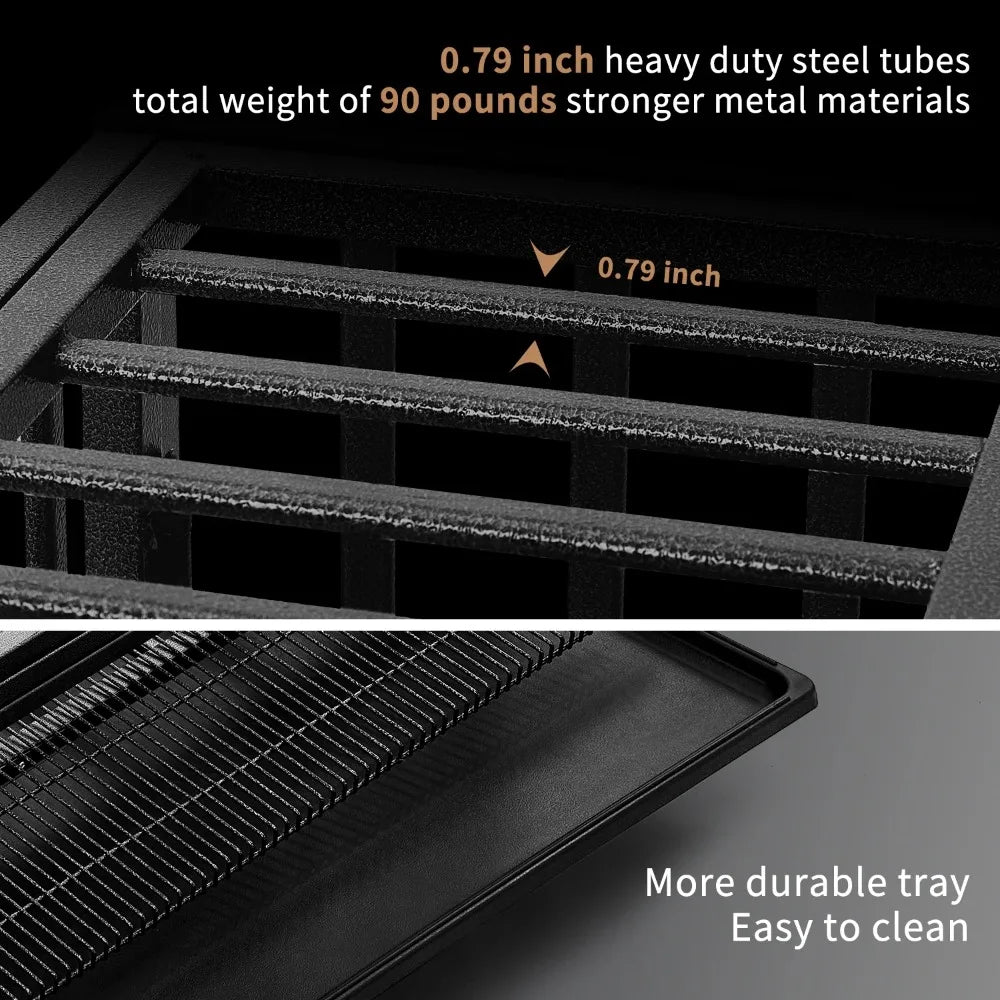 48 inch Heavy Duty Indestructible Dog Crate Steel Escape Proof, Indoor Double Door High Anxiety Cage, Kennel with Wheels