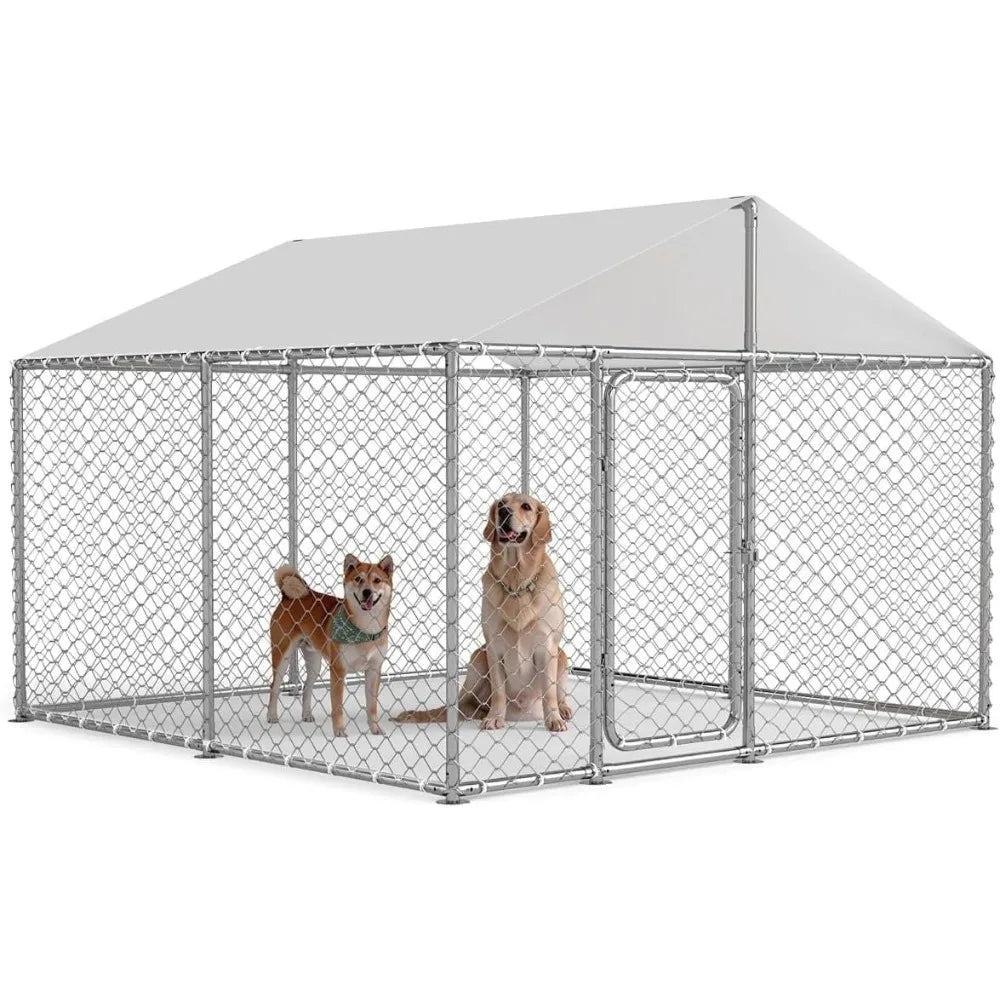 7.5x7.5 Outdoor Dog Kennel Outside Heavy Duty Dog Enclosure with Waterproof UV-Resistant Cover and Security Lock