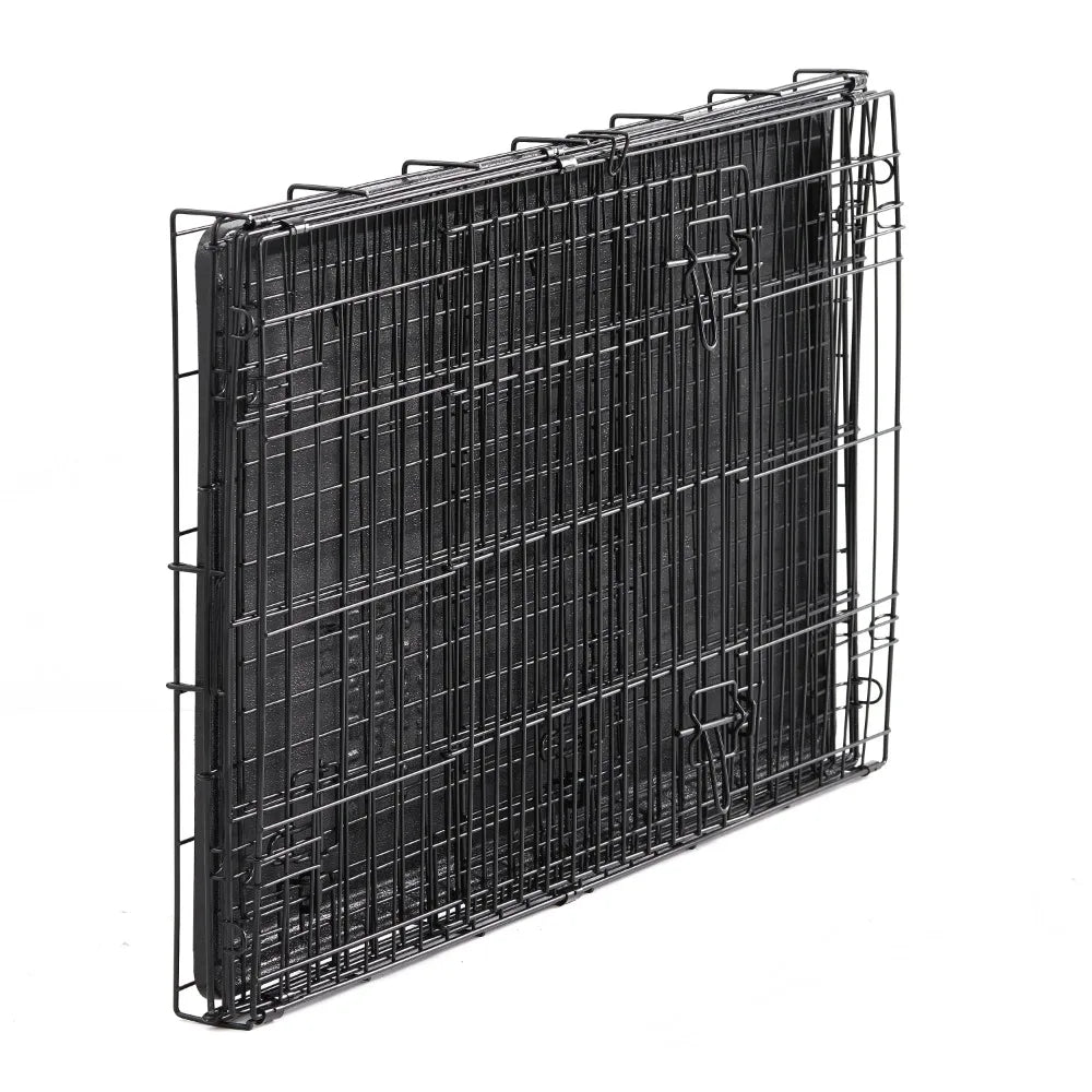 Double-Door Foldable Metal Wire Dog Crate with Divider, XX-Large, 48"
