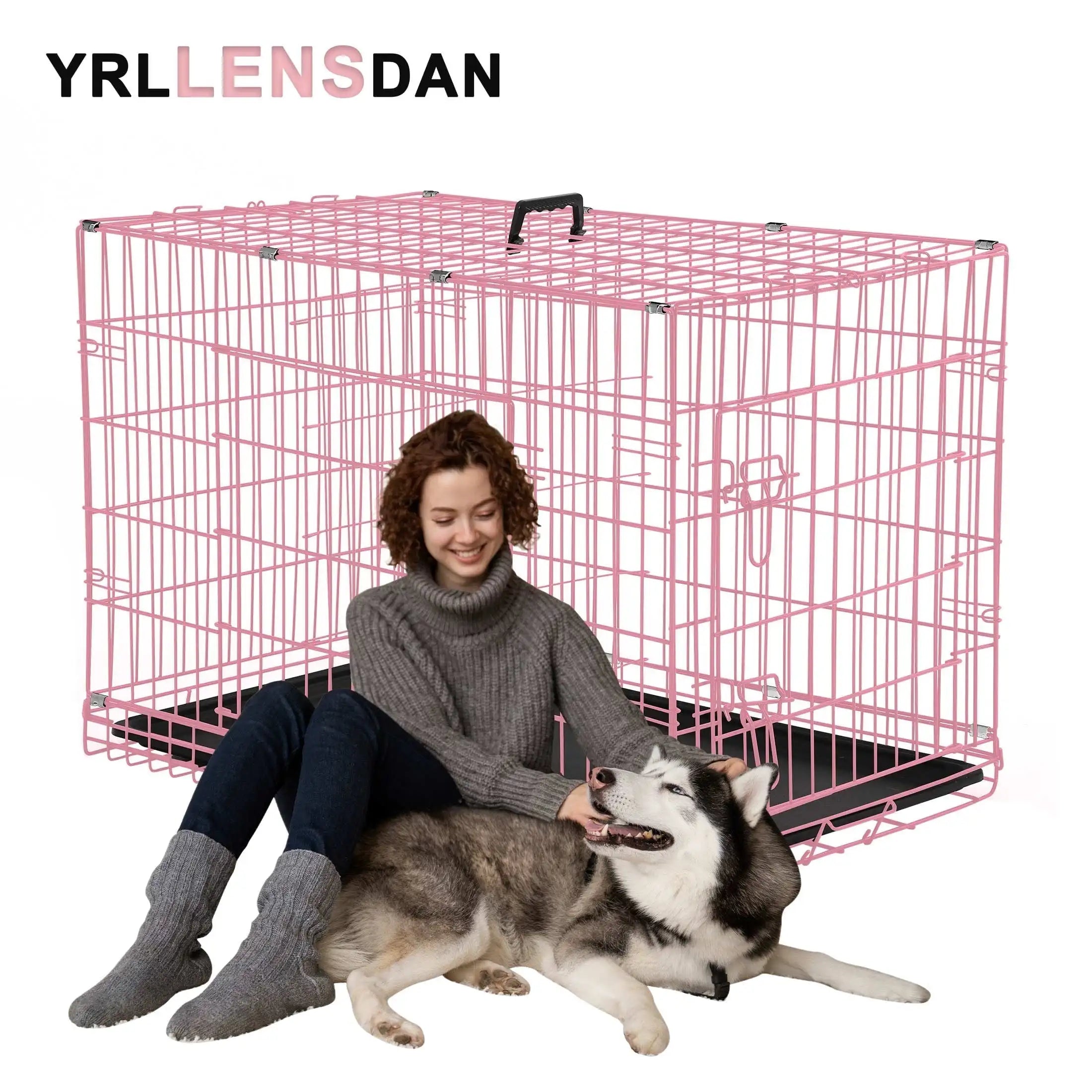 48 inch XXL Dog Crate Extra Large Dog Crate, Foldable DogCrate with Divider Metal Dogs Crate Dog Kennel