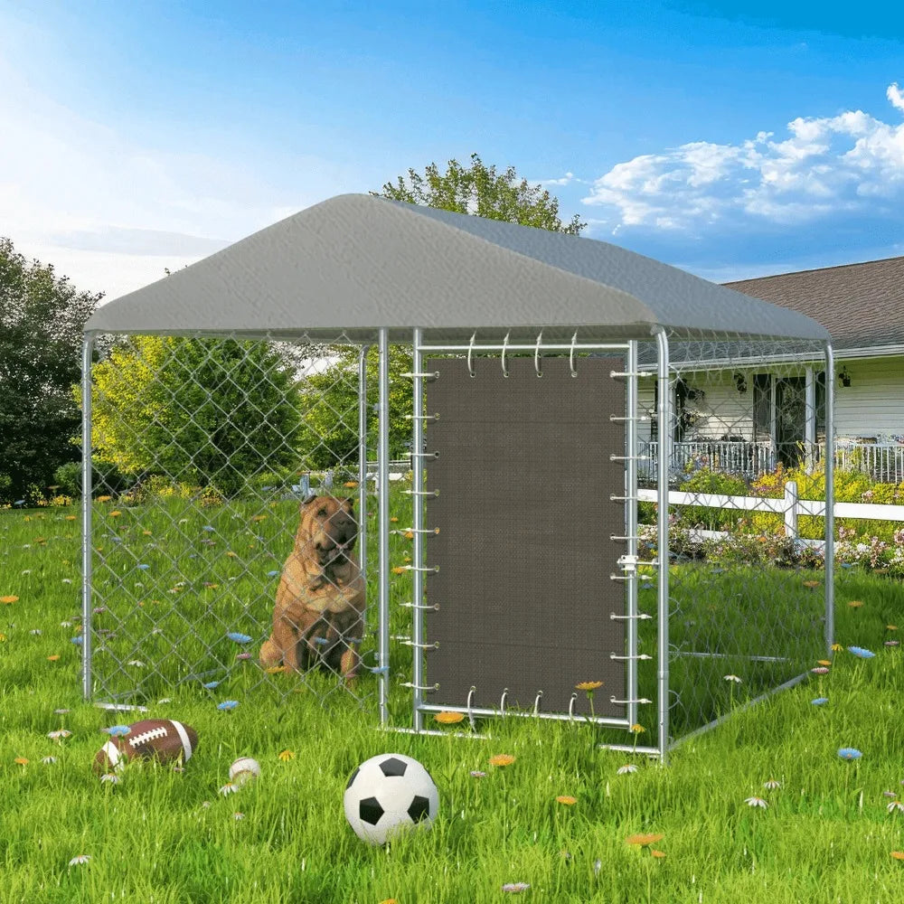 6'x6' Outdoor Dog Kennel with Secure Lock, Outside Dog Kennels with UV & Waterproof Cover for Backyard